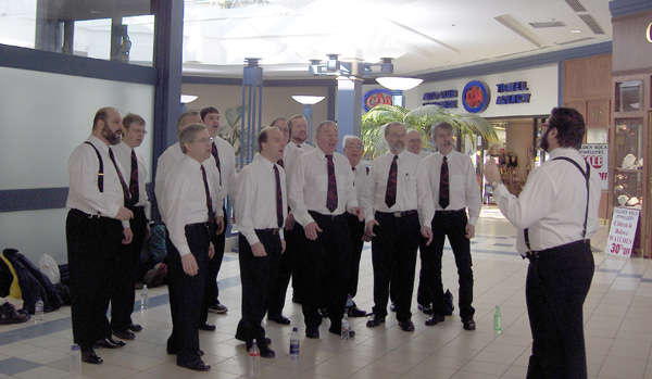 Singing at Lincoln Fields Shopping Centre in January 2007