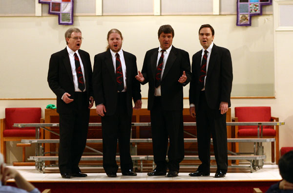 The Lampshades singing 'Lost in the Stars'.
