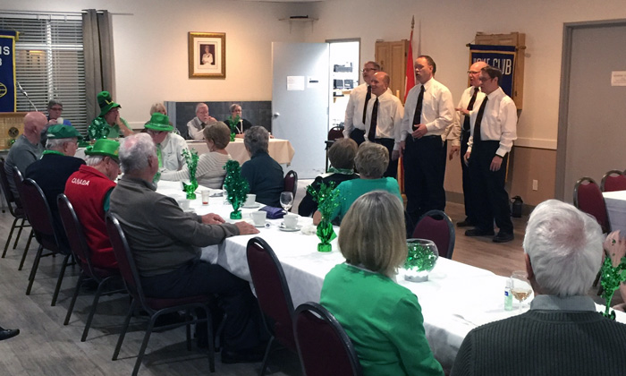 Sing out at Manotick, ON at the Kiwanis March 2017 meeting.