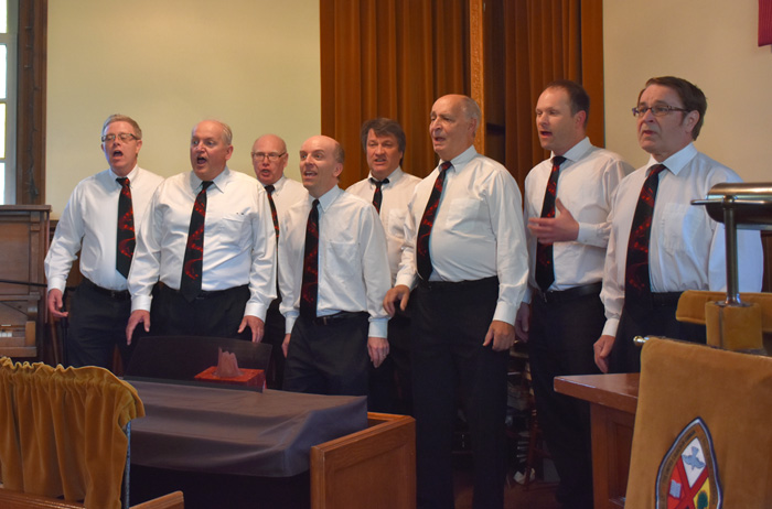 The Northern Stars Chorus singing at the Ashton United Church 'Music in the Village' evening of musical entertainment fundraiser